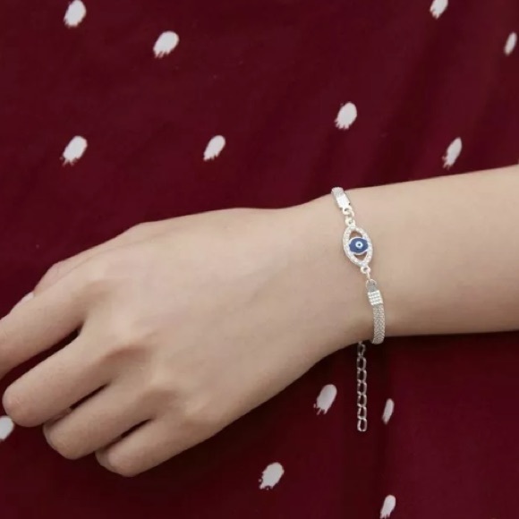 Evil Eye Silver Plated Bracelet - Picture 2 of 8